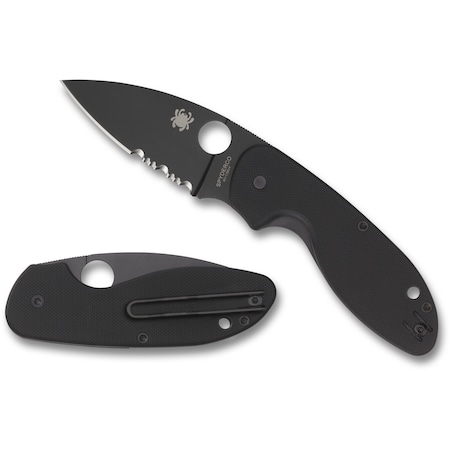 Spyderco 2024 Spyderco Efficient G-10 Black Black Blade Serrated SPY-C216GPSBBK